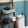 image:imageOIAHOMY Toilet Paper Baskets Handmade Paper Rope Decorative Wicker Storage Tank Shelf Cabinet Organizer for Bathroom Home Set of 2 GreenGreen  White