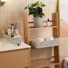 image:imageOIAHOMY Toilet Paper Baskets Handmade Paper Rope Decorative Wicker Storage Tank Shelf Cabinet Organizer for Bathroom Home Set of 2 GreenGreen  White