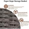 image:imageOIAHOMY Toilet Paper Baskets Handmade Paper Rope Decorative Wicker Storage Tank Shelf Cabinet Organizer for Bathroom Home Set of 2 GreenGrey