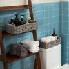 image:imageOIAHOMY Toilet Paper Baskets Handmade Paper Rope Decorative Wicker Storage Tank Shelf Cabinet Organizer for Bathroom Home Set of 2 GreenGrey
