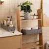 image:imageOIAHOMY Toilet Paper Baskets Handmade Paper Rope Decorative Wicker Storage Tank Shelf Cabinet Organizer for Bathroom Home Set of 2 GreenGrey