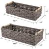 image:imageOIAHOMY Toilet Paper Baskets Handmade Paper Rope Decorative Wicker Storage Tank Shelf Cabinet Organizer for Bathroom Home Set of 2 GreenGrey