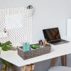 image:imageOIAHOMY Toilet Paper Baskets Handmade Paper Rope Decorative Wicker Storage Tank Shelf Cabinet Organizer for Bathroom Home Set of 2 GreenGrey