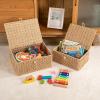 image:imageOIAHOMY Wicker Storage Basket with Lid amp Lock Lidded Storage Bins Decorative Baskets for Organizing Set of 2NaturalNatural