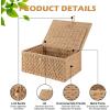 image:imageOIAHOMY Wicker Storage Basket with Lid amp Lock Lidded Storage Bins Decorative Baskets for Organizing Set of 2NaturalNatural