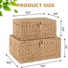 image:imageOIAHOMY Wicker Storage Basket with Lid amp Lock Lidded Storage Bins Decorative Baskets for Organizing Set of 2NaturalNatural