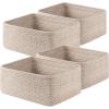 image:imageOIAHOMY 4 Pack 1417110263IN Storage Baskets for Organizing Shelves Woven Rope Baskets for Organizing Books Clothes Decorative Basket for Living Room Nursery Bedroom Gift Basket WhiteBrown
