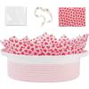 image:imageOIAHOMY Gift Basket Empty with Handle 12x 8x 5 Small Woven Basket with Gift Bag Ribbon and Wrap Tissue Paper Dog Toy Storage for Organizing  Pink amp WhiteValentines Pink