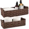image:imageOIAHOMY Toilet Paper Baskets Handmade Paper Rope Decorative Wicker Storage Tank Shelf Cabinet Organizer for Bathroom Home Set of 2 GreenBrown