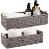 image:imageOIAHOMY Toilet Paper Baskets Handmade Paper Rope Decorative Wicker Storage Tank Shelf Cabinet Organizer for Bathroom Home Set of 2 GreenGrey
