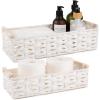 image:imageOIAHOMY Toilet Paper Baskets Handmade Paper Rope Decorative Wicker Storage Tank Shelf Cabinet Organizer for Bathroom Home Set of 2 GreenWhite
