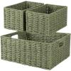 image:imageOIAHOMY Wicker Baskets for Organizing Large and Small Shelf Baskets Set Handwoven Bins for StoragePaper Rope Home Organizers Set of 4YellowGreen
