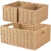 image:imageOIAHOMY Wicker Baskets for Organizing Large and Small Shelf Baskets Set Handwoven Bins for StoragePaper Rope Home Organizers Set of 4YellowYellow