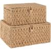 image:imageOIAHOMY Wicker Storage Basket with Lid amp Lock Lidded Storage Bins Decorative Baskets for Organizing Set of 2NaturalNatural