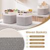 image:imageOIAHOMY 13 Kallax Inch Cube Storage Bins 3Pack Cotton Rope Woven Baskets for Organizing Kallax Insert Storage Baskets for Shelves Baby Nursery Closet Organizer 1313126IN Gradient BrownWhite  Grey
