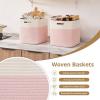 image:imageOIAHOMY 13 Kallax Inch Cube Storage Bins 3Pack Cotton Rope Woven Baskets for Organizing Kallax Insert Storage Baskets for Shelves Baby Nursery Closet Organizer 1313126IN Gradient BrownWhite  Pink