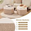 image:imageOIAHOMY 13 Kallax Inch Cube Storage Bins 3Pack Cotton Rope Woven Baskets for Organizing Kallax Insert Storage Baskets for Shelves Baby Nursery Closet Organizer 1313126IN Gradient BrownWhite  Brown