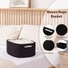 image:imageOIAHOMY Storage Basket for Shelves Closet Cube Storage Bins Baskets for Clothes Blanket Towels Baby Nursery Toy Baskets Box Woven Rope Basket 15751181709 IN 2 Packs BrownBlack