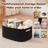 image:imageOIAHOMY Storage Basket for Shelves Closet Cube Storage Bins Baskets for Clothes Blanket Towels Baby Nursery Toy Baskets Box Woven Rope Basket 15751181709 IN 2 Packs BrownBlack