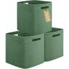 image:imageOIAHOMY Storage Cubes 13 Inch Cube Storage Organizer Collapsible Storage Bins Baskets for Organizing Storage Bins for ShelvesGreen 3PACKGreen