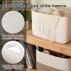 image:imageOIAHOMY Woven Storage Basket for Shelves Rectangle Cotton Rope Baskets for Organizing 13 x 10 x 9 in Storage Bins for Dog ToysTowelBooksGiftBrown and WhiteWhite
