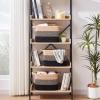 image:imageOIAHOMY Woven Storage Basket for Shelves Rectangle Cotton Rope Baskets for Organizing 13 x 10 x 9 in Storage Bins for Dog ToysTowelBooksGiftBrown and WhiteGradient Black Brown