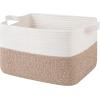 image:imageOIAHOMY Woven Storage Basket for Shelves Rectangle Cotton Rope Baskets for Organizing 13 x 10 x 9 in Storage Bins for Dog ToysTowelBooksGiftBrown and WhiteBrown and White