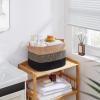 image:imageOIAHOMY Woven Storage Basket for Shelves Rectangle Cotton Rope Baskets for Organizing 13 x 10 x 9 in Storage Bins for Dog ToysTowelBooksGiftBrown and WhiteGradient Black Brown