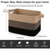 image:imageOIAHOMY Woven Storage Basket for Shelves Rectangle Cotton Rope Baskets for Organizing 13 x 10 x 9 in Storage Bins for Dog ToysTowelBooksGiftBrown and WhiteGradient Black Brown