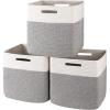 image:imageOIAHOMY 13 Kallax Inch Cube Storage Bins 3Pack Cotton Rope Woven Baskets for Organizing Kallax Insert Storage Baskets for Shelves Baby Nursery Closet Organizer 1313126IN Gradient BrownWhite  Grey