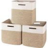 image:imageOIAHOMY 13 Kallax Inch Cube Storage Bins 3Pack Cotton Rope Woven Baskets for Organizing Kallax Insert Storage Baskets for Shelves Baby Nursery Closet Organizer 1313126IN Gradient BrownWhite  Brown