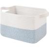 image:imageOIAHOMY Woven Storage Basket for Shelves Rectangle Cotton Rope Baskets for Organizing 13 x 10 x 9 in Storage Bins for Dog ToysTowelBooksGiftBrown and WhiteBlue