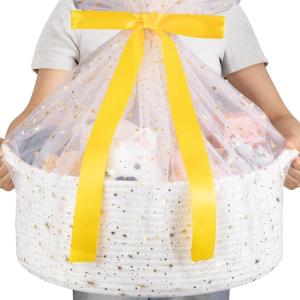 image:imageOIAHOMY Large Gift Basket Empty 17 x 126 x 7 Storage Basket with Gift Bag Ribbon and Glitter Tulle for DIY Anytime Toy Storage for Kids Dogs with Handles in A Stylish Design  WhiteWhite