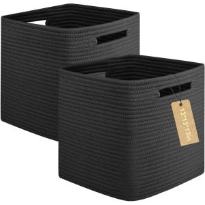 image:imageOIAHOMY Storage Cubes 13 Inch Cube Storage Organizer Collapsible Storage Bins Baskets for Organizing Storage Bins for ShelvesGreen 3PACKBlack