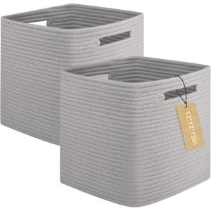 image:imageOIAHOMY Storage Cubes 13 Inch Cube Storage Organizer Collapsible Storage Bins Baskets for Organizing Storage Bins for ShelvesGreen 3PACKGrey