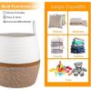 image:imageOIAHOMY 60L Blanket Basket with Handle Storage Basket for Living Room Laundry Hamper for Clothes Towels Pillows Toy Storage for Kids and Dogs Baby Hamper for Nursery  Brown amp WhiteBrown  White