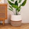 image:imageOIAHOMY 60L Blanket Basket with Handle Storage Basket for Living Room Laundry Hamper for Clothes Towels Pillows Toy Storage for Kids and Dogs Baby Hamper for Nursery  Brown amp WhiteBrown  White