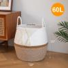 image:imageOIAHOMY 60L Blanket Basket with Handle Storage Basket for Living Room Laundry Hamper for Clothes Towels Pillows Toy Storage for Kids and Dogs Baby Hamper for Nursery  Brown amp WhiteBrown  White