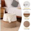 image:imageOIAHOMY 60L Blanket Basket with Handle Storage Basket for Living Room Laundry Hamper for Clothes Towels Pillows Toy Storage for Kids and Dogs Baby Hamper for Nursery  Brown amp WhiteBrown  White