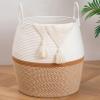 image:imageOIAHOMY 60L Blanket Basket with Handle Storage Basket for Living Room Laundry Hamper for Clothes Towels Pillows Toy Storage for Kids and Dogs Baby Hamper for Nursery  Brown amp WhiteBrown  White
