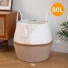 image:imageOIAHOMY 60L Blanket Basket with Handle Storage Basket for Living Room Laundry Hamper for Clothes Towels Pillows Toy Storage for Kids and Dogs Baby Hamper for Nursery  Brown amp WhiteBrown  White
