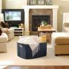 image:imageOIAHOMY 75L Blanket Basket Woven Cotton Rope Basket for Organizing 22x17x12 Used for Living Room Bedroom Nursery Light Yellow amp WhiteBlue