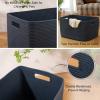 image:imageOIAHOMY 75L Blanket Basket Woven Cotton Rope Basket for Organizing 22x17x12 Used for Living Room Bedroom Nursery Light Yellow amp WhiteBlue