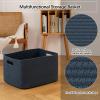 image:imageOIAHOMY 75L Blanket Basket Woven Cotton Rope Basket for Organizing 22x17x12 Used for Living Room Bedroom Nursery Light Yellow amp WhiteBlue