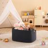 image:imageOIAHOMY 75L Blanket Basket Woven Cotton Rope Basket for Organizing 22x17x12 Used for Living Room Bedroom Nursery Light Yellow amp WhiteBlue