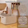 image:imageOIAHOMY 75L Blanket Basket Woven Cotton Rope Basket for Organizing 22x17x12 Used for Living Room Bedroom Nursery Light Yellow amp WhiteBrown variegated
