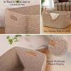 image:imageOIAHOMY 75L Blanket Basket Woven Cotton Rope Basket for Organizing 22x17x12 Used for Living Room Bedroom Nursery Light Yellow amp WhiteBrown variegated