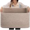 image:imageOIAHOMY 75L Blanket Basket Woven Cotton Rope Basket for Organizing 22x17x12 Used for Living Room Bedroom Nursery Light Yellow amp WhiteBrown variegated