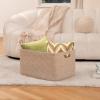 image:imageOIAHOMY 75L Blanket Basket Woven Cotton Rope Basket for Organizing 22x17x12 Used for Living Room Bedroom Nursery Light Yellow amp WhiteBrown variegated