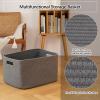 image:imageOIAHOMY 75L Blanket Basket Woven Cotton Rope Basket for Organizing 22x17x12 Used for Living Room Bedroom Nursery Light Yellow amp WhiteDark Grey